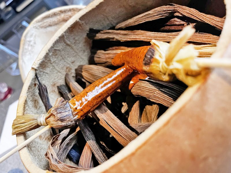 Baby corn with chicatana ant mayonnaise