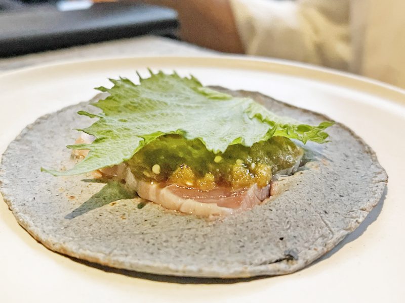 Tuna taco, shiso