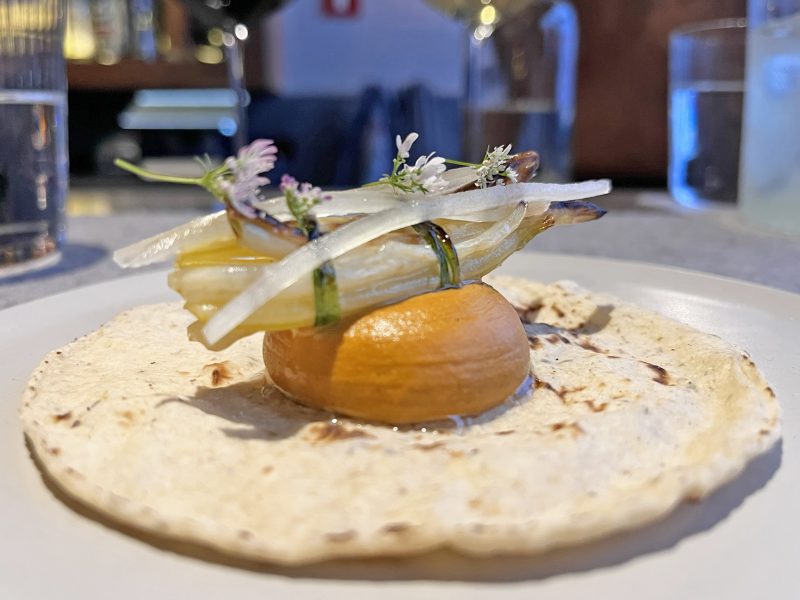 Butter beans taco, peanut sauce